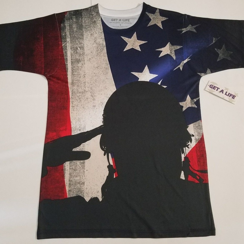 Get A Life Patriotic USA Soldier Military Shirt